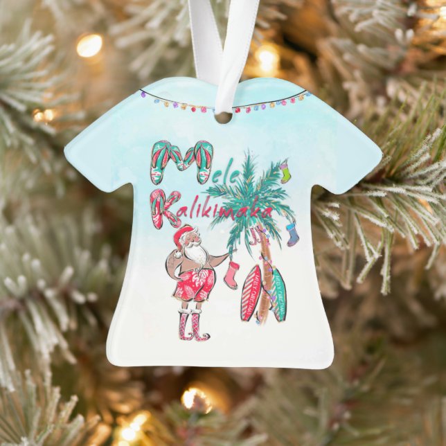 Mele Kalikimaka Santa Aloha Shirt Ornament (Tree)