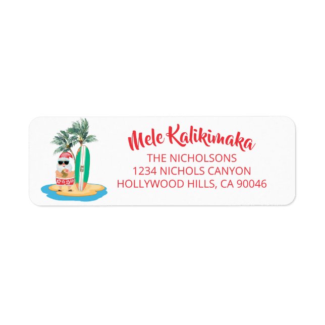 Mele Kalikimaka Santa Christmas Return Address (Front)