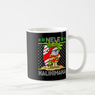 Mele Kalikimaka Santa Claus Surfer Guitar Hawaiian Coffee Mug