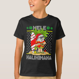 Mele Kalikimaka Santa Claus Surfer Guitar Hawaiian T-Shirt