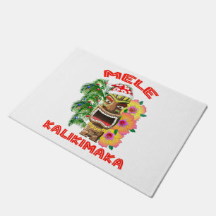 Mele Kalikimaka Santa Claus Tiki Doormat