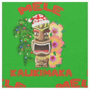 Mele Kalikimaka Santa Claus Tiki Fabric