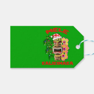 Mele Kalikimaka Santa Claus Tiki Gift Tags