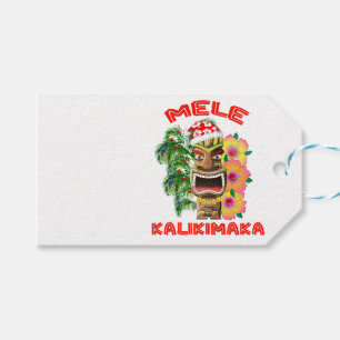 Mele Kalikimaka Santa Claus Tiki Gift Tags