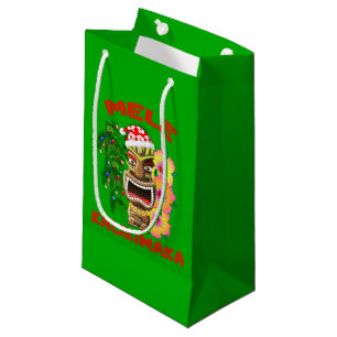 Mele Kalikimaka Santa Claus Tiki Small Gift Bag