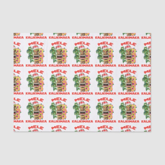Mele Kalikimaka Santa Claus Tiki Tissue Paper (Front)