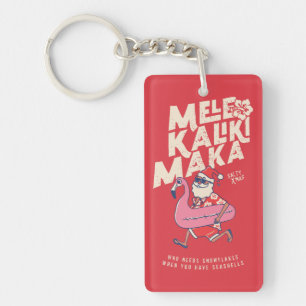 Mele Kalikimaka Santa Flamingo Christmas Getaway K Key Ring