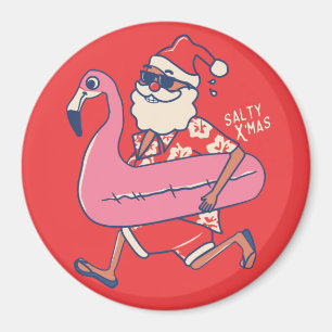 Mele Kalikimaka Santa Flamingo Christmas Getaway Magnet