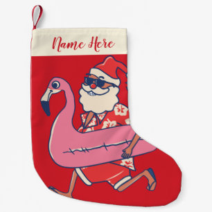Mele Kalikimaka Santa Flamingo Christmas Getaway Small Christmas Stocking
