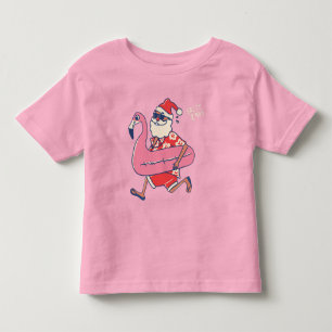 Mele Kalikimaka Santa Flamingo Christmas Getaway Toddler T-Shirt