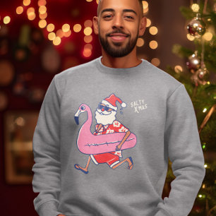 Mele Kalikimaka Santa Flamingo Hawaiian Christmas  Sweatshirt