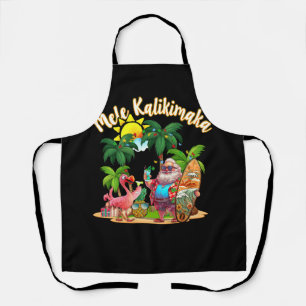 Mele Kalikimaka Santa Flamingo Tropical Christmas Apron