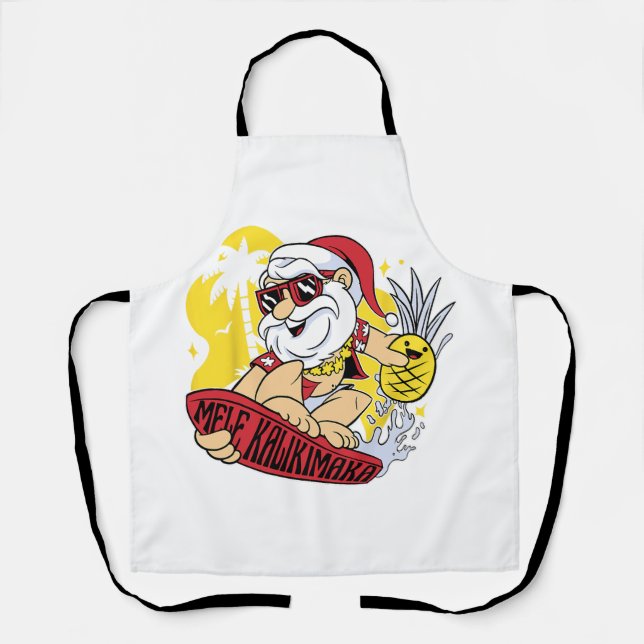 Mele Kalikimaka Santa Hawaiian Christmas In July G Apron (Front)