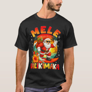 Mele Kalikimaka Santa Rock On Hawaii Christmas Xma T-Shirt