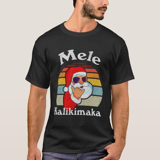 Mele Kalikimaka Santa Shaka Hawaii T-Shirt (Front)