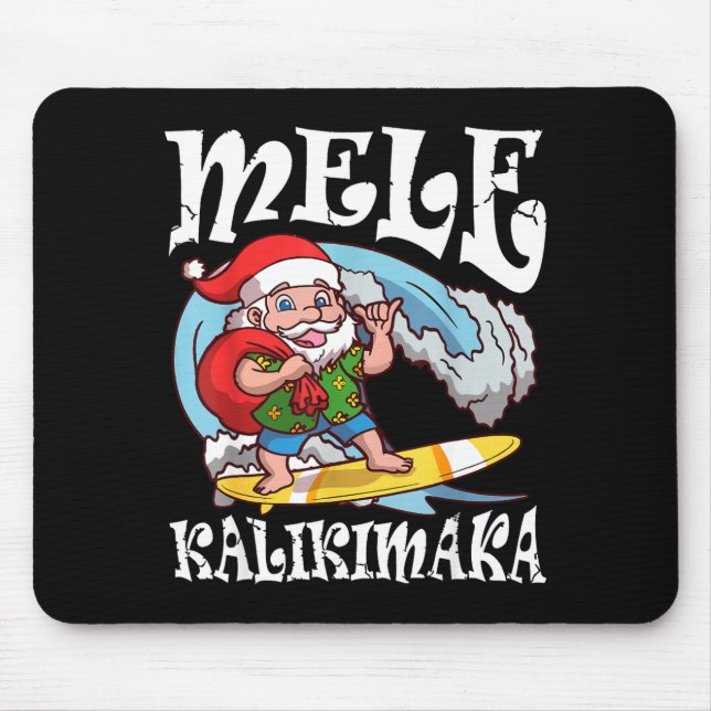 Mele Kalikimaka Santa Surfing Hawaii Christmas  Mouse Mat (Front)