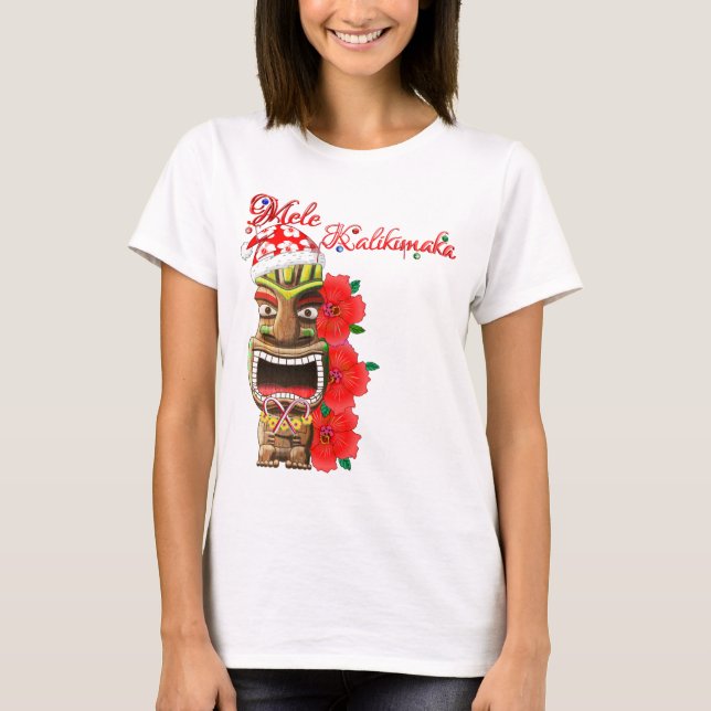 Mele Kalikimaka Santa Tiki T-Shirt (Front)