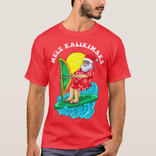 Mele Kalikimaka Santa Wind Surfing Christmas T-Shirt