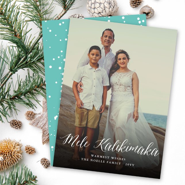 Mele Kalikimaka Script Modern Christmas Photo Holiday Card (Creator Uploaded)