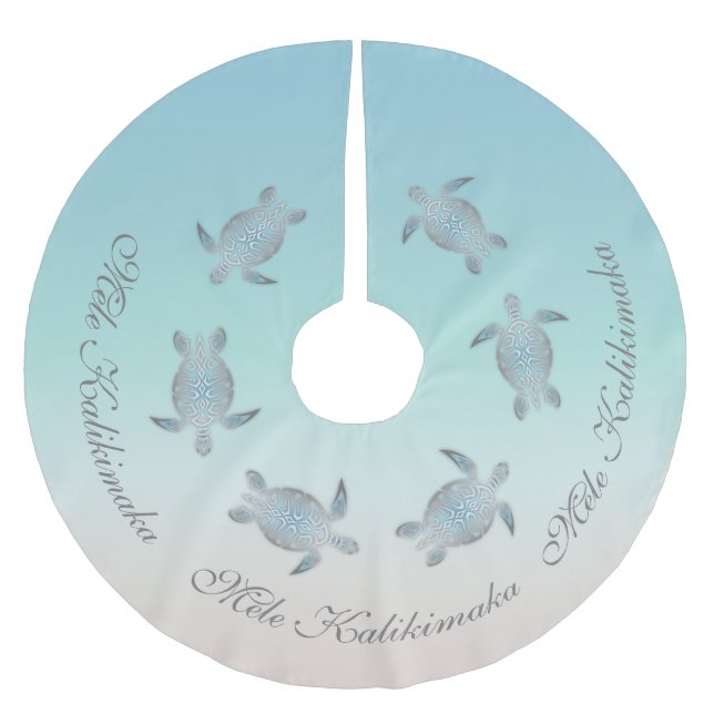 Mele Kalikimaka | Sea Turtles | Hawaiian Christmas Brushed Polyester Tree Skirt (Front)