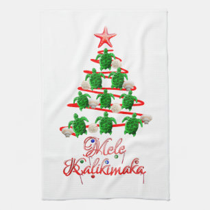 Mele Kalikimaka Sea Turtles Tea Towel