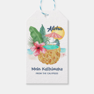 Mele Kalikimaka Seahorse Pineapple Tropical  Gift Tags