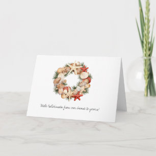 Mele Kalikimaka Seashell Wreath  Holiday Card