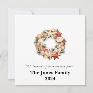Mele Kalikimaka Seashell Wreath  Holiday Card