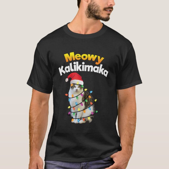 Mele Kalikimaka Shirt Hawaiian Merry Christmas Cat (Front)