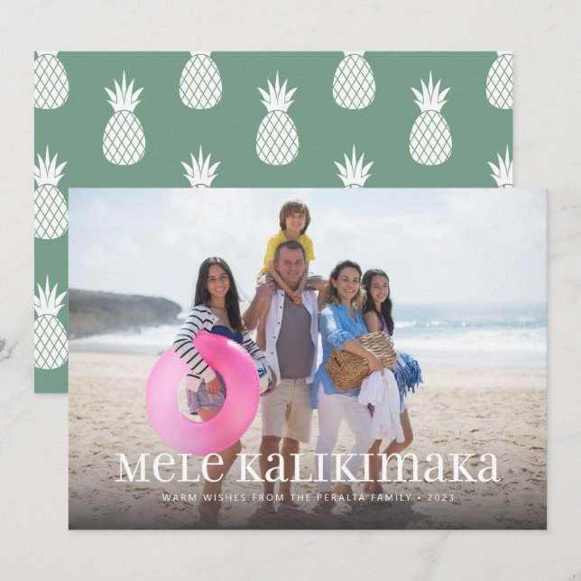 Mele Kalikimaka Single Photo  Holiday Card (Front/Back)