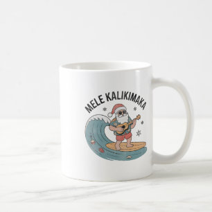 Mele Kalikimaka Surfing Santa Ukulele Hawaiian Chr Coffee Mug
