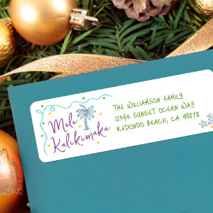 Mele Kalikimaka Teal Purple Green Doodles Address