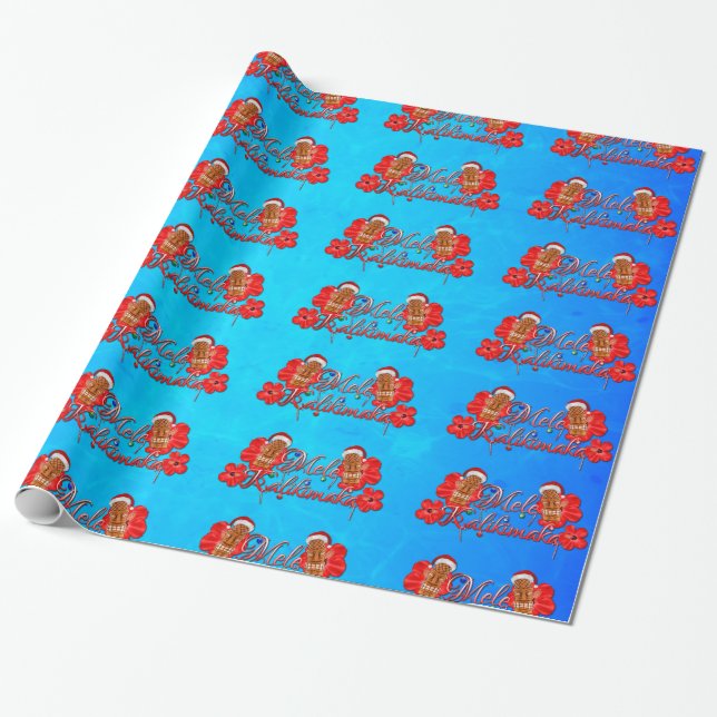 Mele Kalikimaka Tiki Wrapping Paper (Unrolled)
