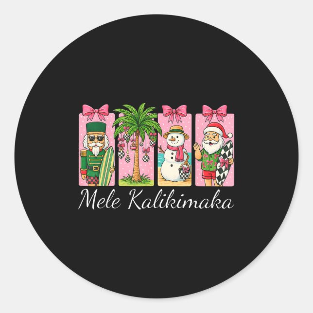 Mele Kalikimaka Trocal Christmas Hawaiian Holiday  Classic Round Sticker (Front)