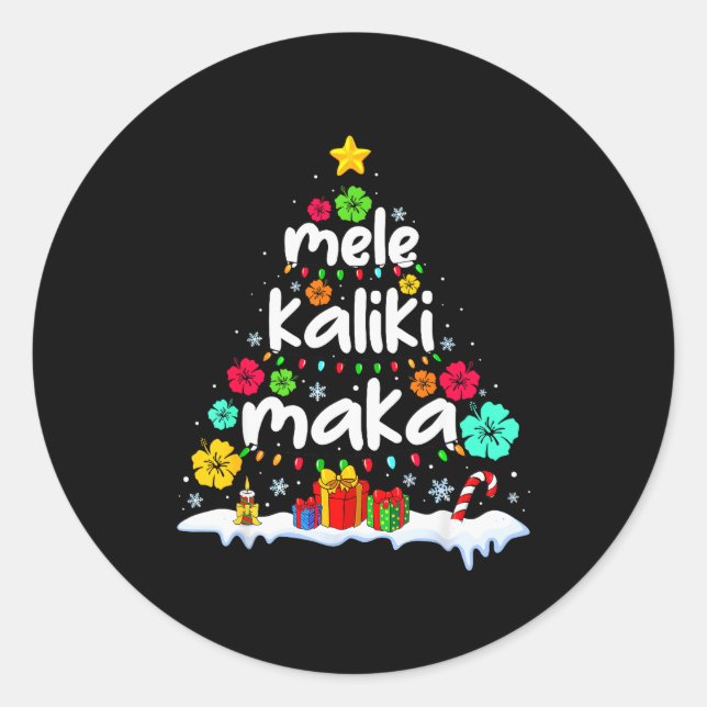 Mele Kalikimaka Trocal Christmas Hawaiian Santa Xm Classic Round Sticker (Front)