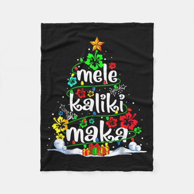 Mele Kalikimaka Trocal Christmas Hawaiian Santa Xm Fleece Blanket (Front)