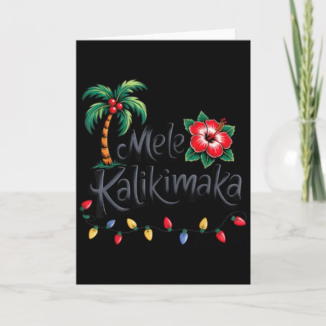 Mele Kalikimaka Trocal Christmas Hawaiian Xmas Fam Card (Front)