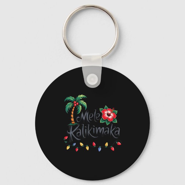 Mele Kalikimaka Trocal Christmas Hawaiian Xmas Fam Key Ring (Front)