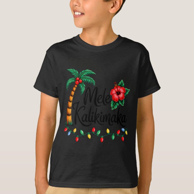 Mele Kalikimaka Trocal Christmas Hawaiian Xmas Fam T-Shirt (Front)