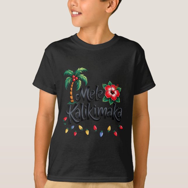 Mele Kalikimaka Trocal Christmas Hawaiian Xmas Fam T-Shirt (Front)