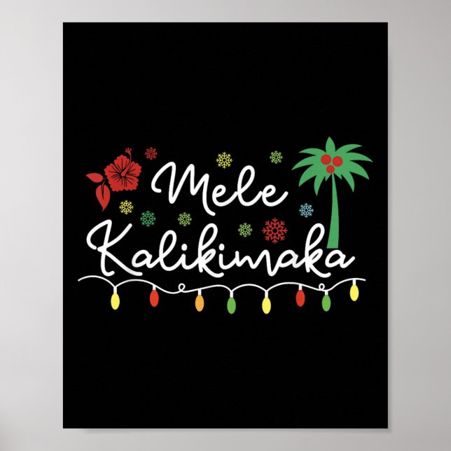 Mele Kalikimaka Trocal Holiday Palm Tree Xmas Hawa Poster (Front)