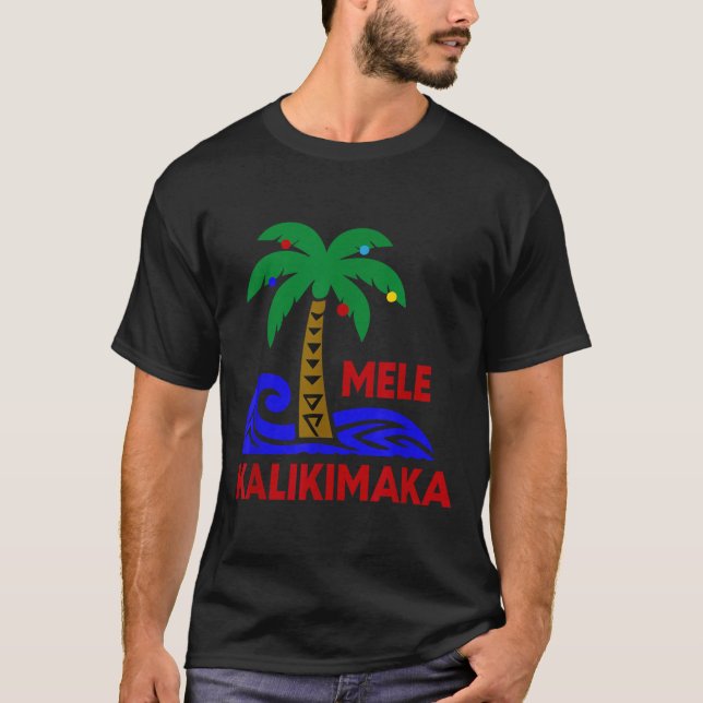 Mele Kalikimaka Trocal Holiday Palm Tree Xmas Hawa T-Shirt (Front)