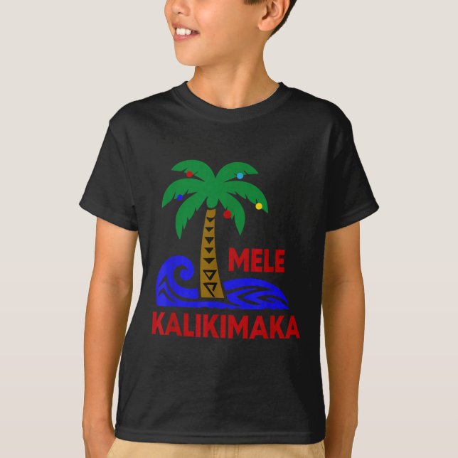 Mele Kalikimaka Trocal Holiday Palm Tree Xmas Hawa T-Shirt (Front)