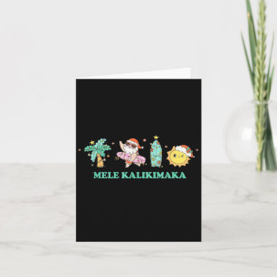Mele Kalikimaka Trocal Palm Tree Santa Surfing Haw Card