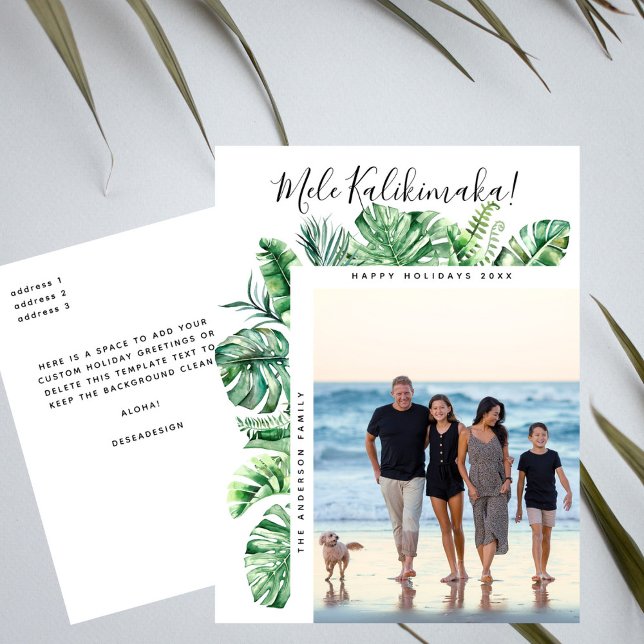 Mele Kalikimaka Tropical Botanical Christmas Photo Holiday Postcard (Creator Uploaded)