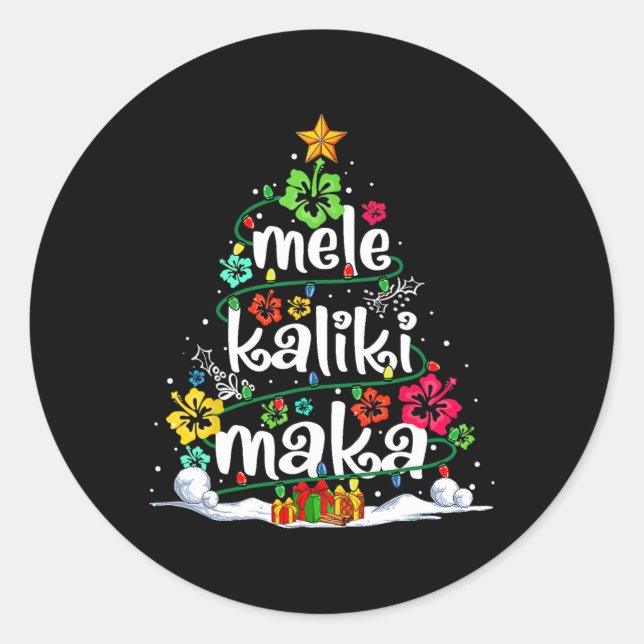 Mele Kalikimaka Tropical Christmas Hawaiian Santa  Classic Round Sticker (Front)