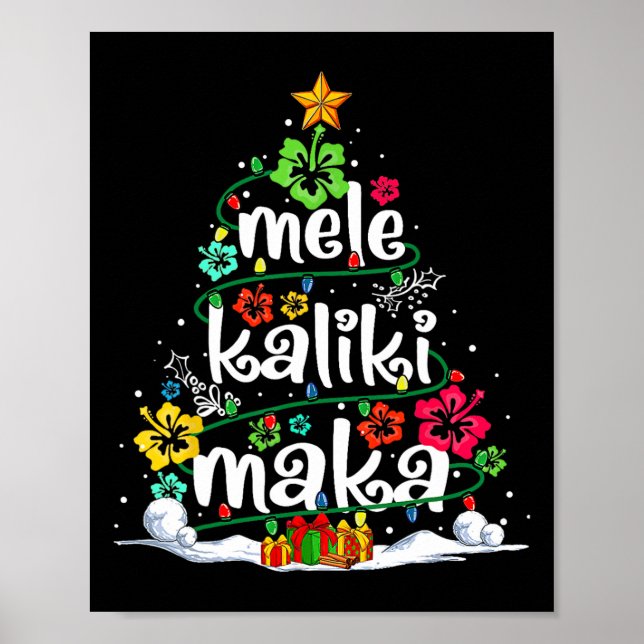Mele Kalikimaka Tropical Christmas Hawaiian Santa  Poster (Front)