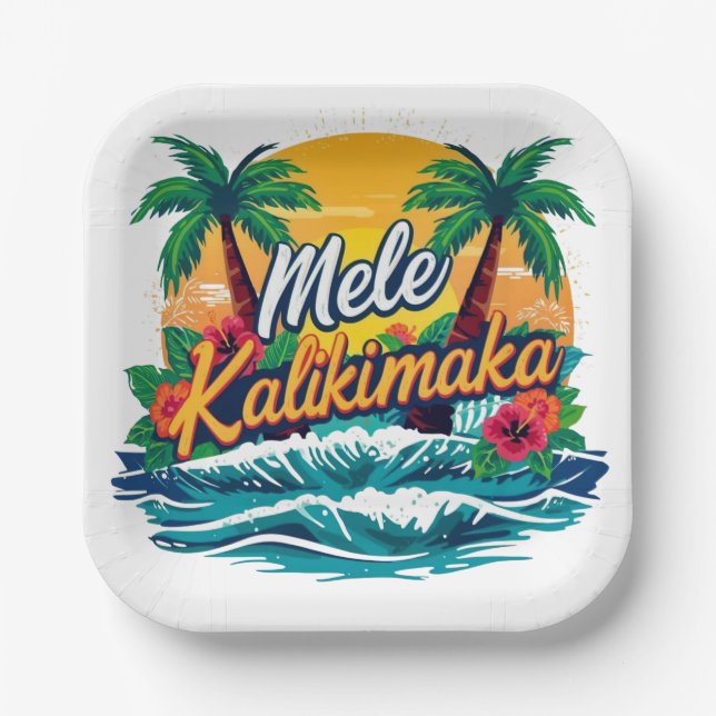 Mele Kalikimaka Tropical Christmas  Paper Plate (Front)