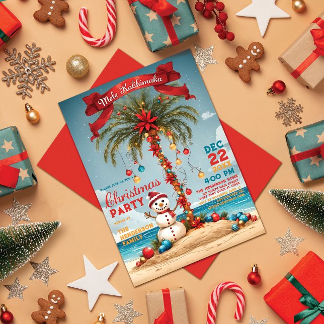 Mele Kalikimaka Tropical Christmas Party Invitation (Creator Uploaded)