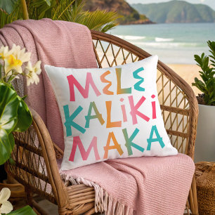 Mele Kalikimaka Tropical Christmas Typography  Cushion